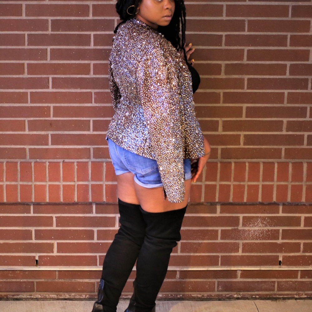 Burgundy Bejeweled Jacket M